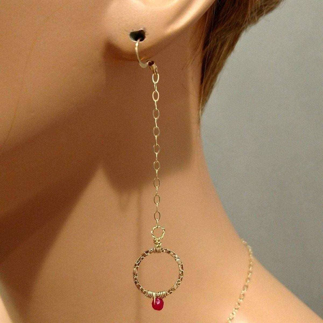 AMD1076 14 KT Gold Filled Wire Wrapped Pink Chalcedony Open Circle Earrings - Earrings - Alexa Martha Designs   11300119556