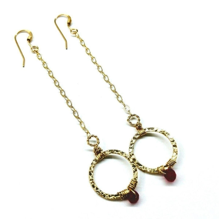 AMD1076 14 KT Gold Filled Wire Wrapped Pink Chalcedony Open Circle Earrings - Earrings - Alexa Martha Designs   11300119556
