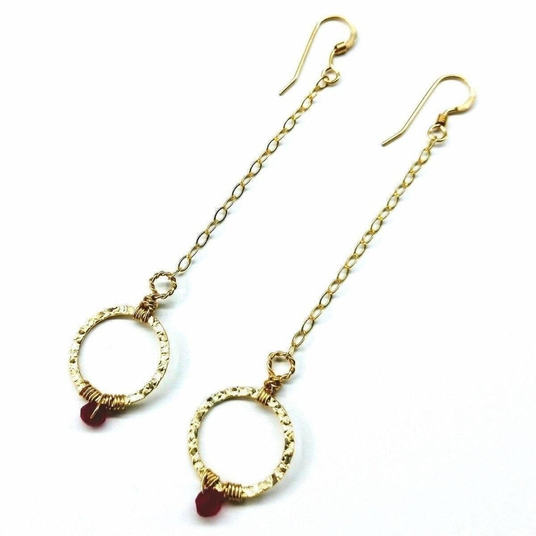 AMD1076 14 KT Gold Filled Wire Wrapped Pink Chalcedony Open Circle Earrings - Earrings - Alexa Martha Designs   11300119556