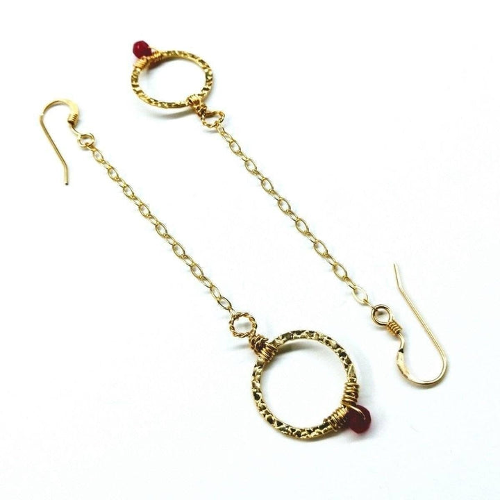 AMD1076 14 KT Gold Filled Wire Wrapped Pink Chalcedony Open Circle Earrings - Earrings - Alexa Martha Designs   11300119556