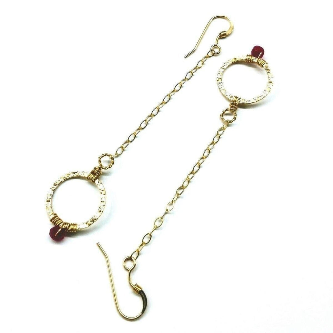 AMD1076 14 KT Gold Filled Wire Wrapped Pink Chalcedony Open Circle Earrings - Earrings - Alexa Martha Designs   11300119556