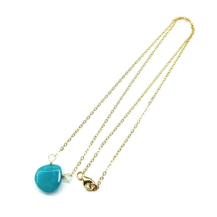AMD1106 14kt Gold Filled Aqua Jade Wire Wrap Delicate Gemstone Drop Necklace - Necklace - Alexa Martha Designs   9306050820