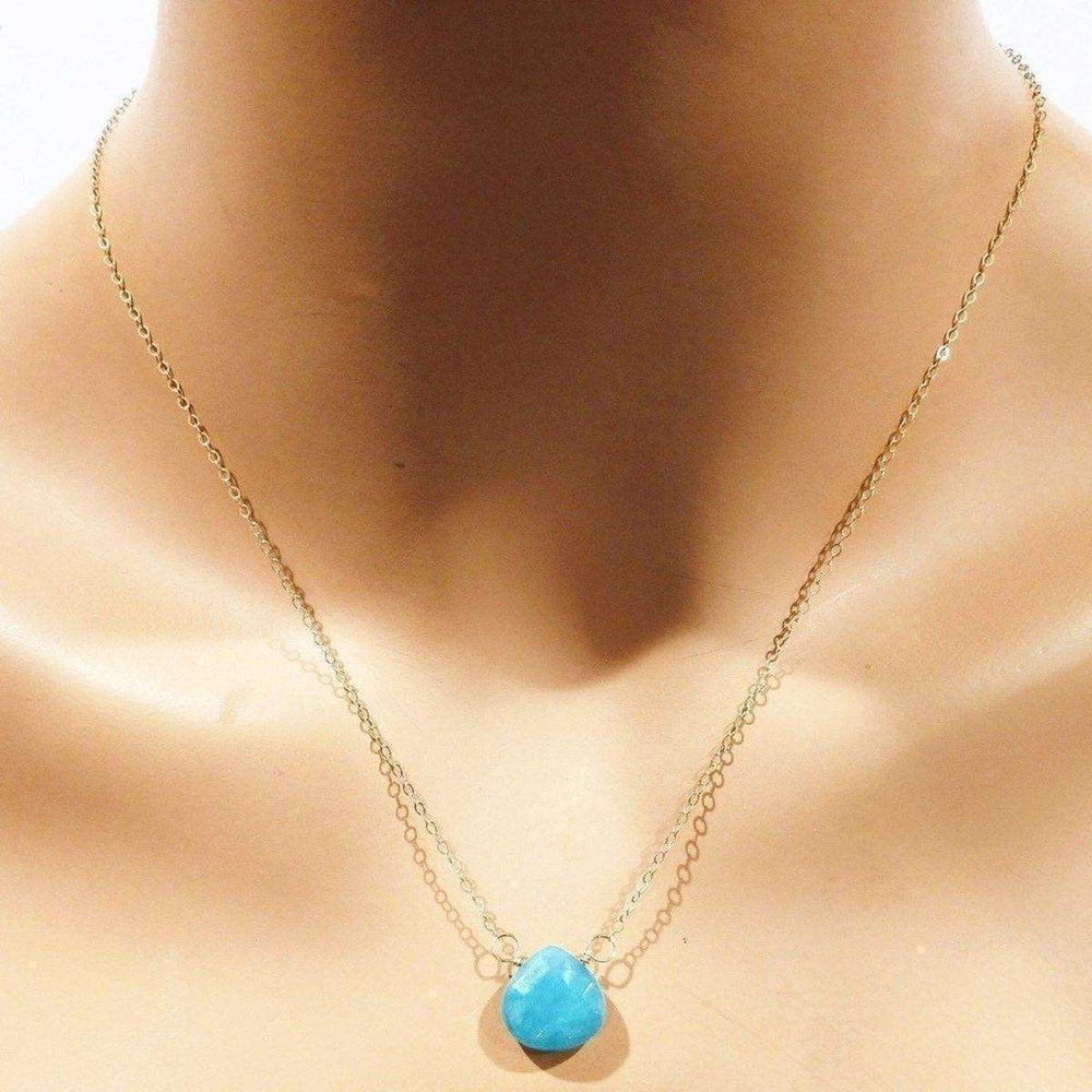 AMD1106 14kt Gold Filled Aqua Jade Wire Wrap Delicate Gemstone Drop Necklace - Necklace - Alexa Martha Designs   9306050820