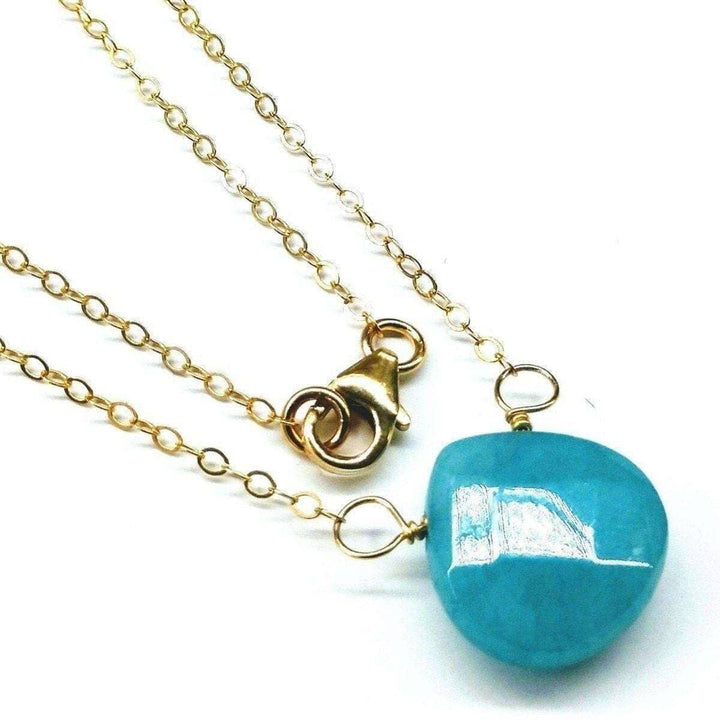 AMD1106 14kt Gold Filled Aqua Jade Wire Wrap Delicate Gemstone Drop Necklace - Necklace - Alexa Martha Designs   9306050820