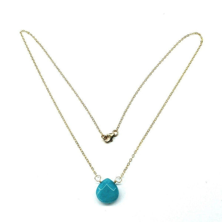 AMD1106 14kt Gold Filled Aqua Jade Wire Wrap Delicate Gemstone Drop Necklace - Necklace - Alexa Martha Designs   9306050820
