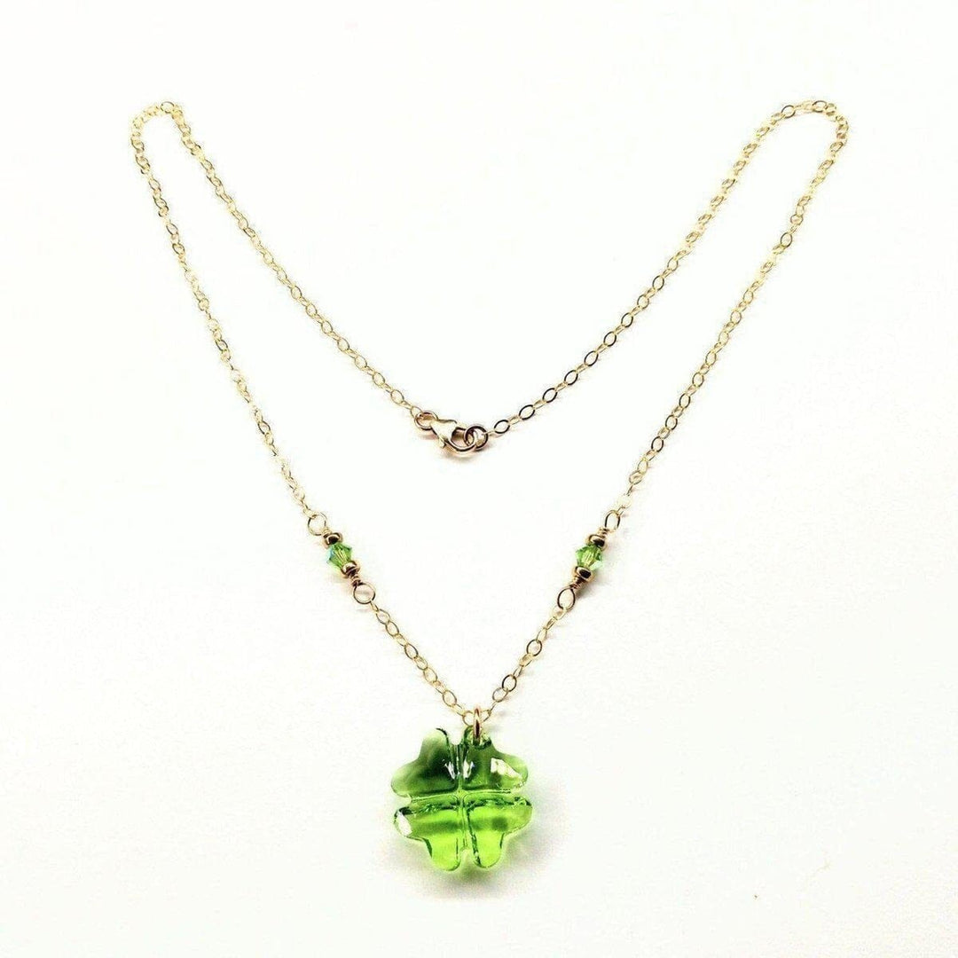 AMD1046 14 K Gold Filled Light Green Crystal Clover Necklace - Necklace - Alexa Martha Designs   1093123080239