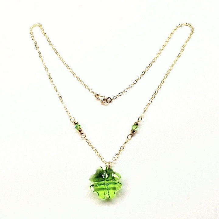 AMD1046 14 K Gold Filled Light Green Crystal Clover Necklace - Necklace - Alexa Martha Designs   1093123080239