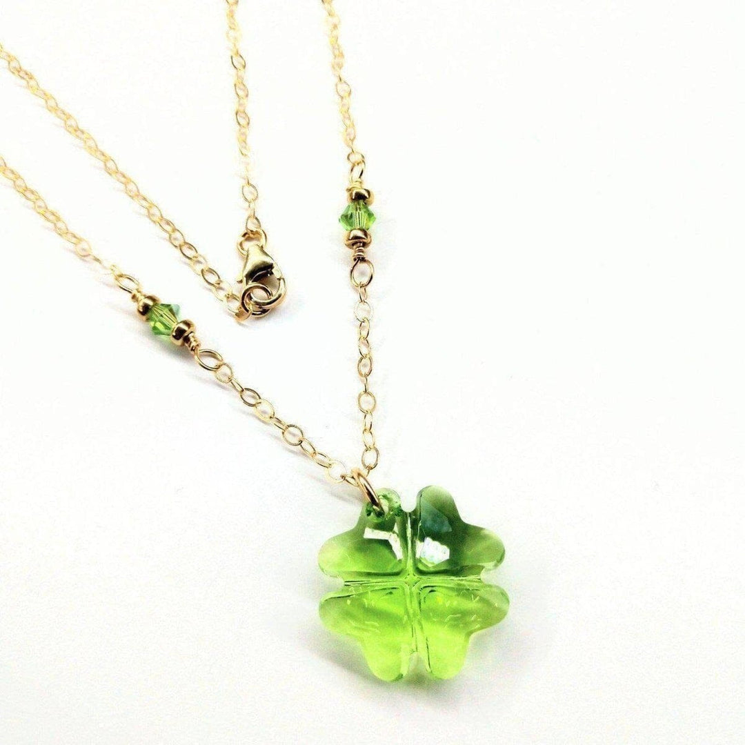 AMD1046 14 K Gold Filled Light Green Crystal Clover Necklace - Necklace - Alexa Martha Designs   1093123080239