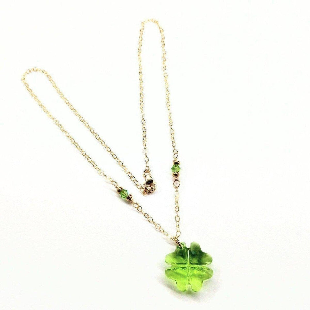 AMD1046 14 K Gold Filled Light Green Crystal Clover Necklace - Necklace - Alexa Martha Designs   1093123080239