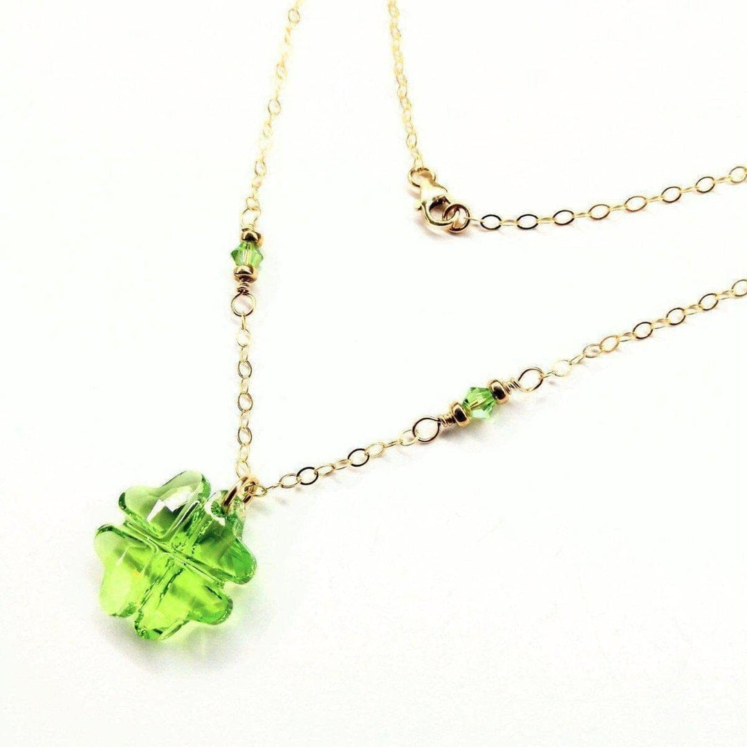 AMD1046 14 K Gold Filled Light Green Crystal Clover Necklace - Necklace - Alexa Martha Designs   1093123080239