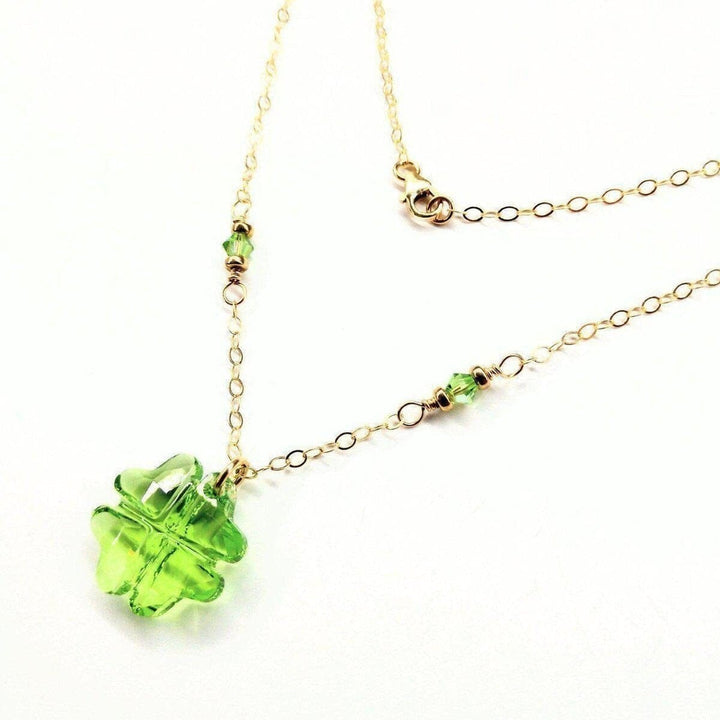 AMD1046 14 K Gold Filled Light Green Crystal Clover Necklace - Necklace - Alexa Martha Designs   1093123080239