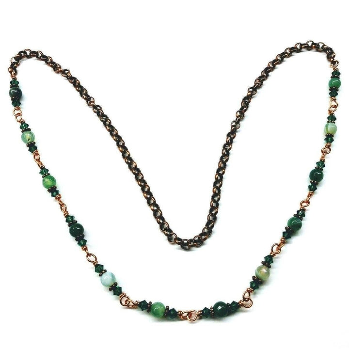 AMD1110 24 Inches Emerald Agate Striped Gemstone Wire Wrapped Necklace - Necklace - Alexa Martha Designs   9980256580