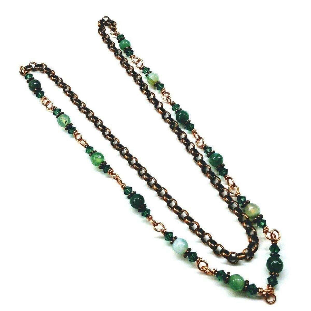 AMD1110 24 Inches Emerald Agate Striped Gemstone Wire Wrapped Necklace - Necklace - Alexa Martha Designs   9980256580