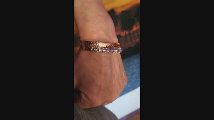 Set of Glamorously Wrapped Hammered Rhinestone Crystal Bling Bangles