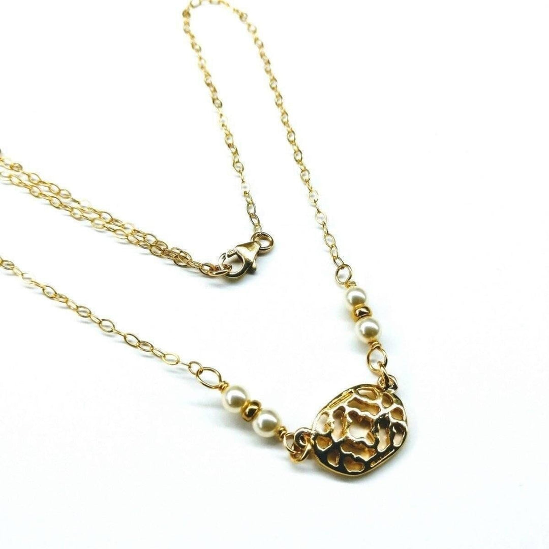AMD1113 As Seen on Molly Ringwald 14 K Gold Filled Filigree Pearl Choker Necklace - Necklaces - Alexa Martha Designs   10236886020