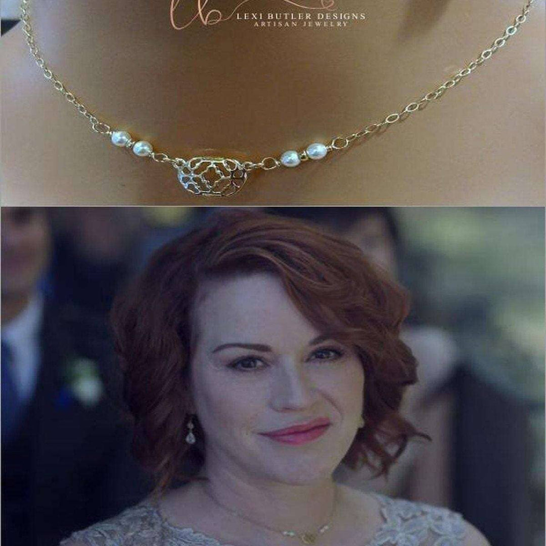 AMD1113 As Seen on Molly Ringwald 14 K Gold Filled Filigree Pearl Choker Necklace - Necklaces - Alexa Martha Designs   10236886020