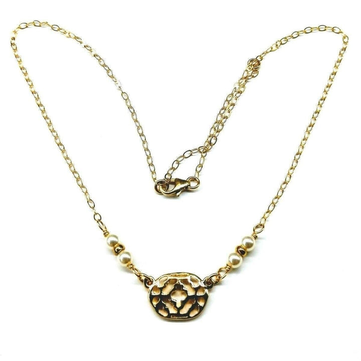 AMD1113 As Seen on Molly Ringwald 14 K Gold Filled Filigree Pearl Choker Necklace - Necklaces - Alexa Martha Designs   10236886020