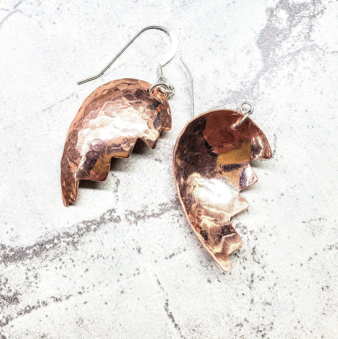 AMD1039 Broken Heart Earrings from Sculpted Copper - Earrings - Alexa Martha Designs   1333066793007