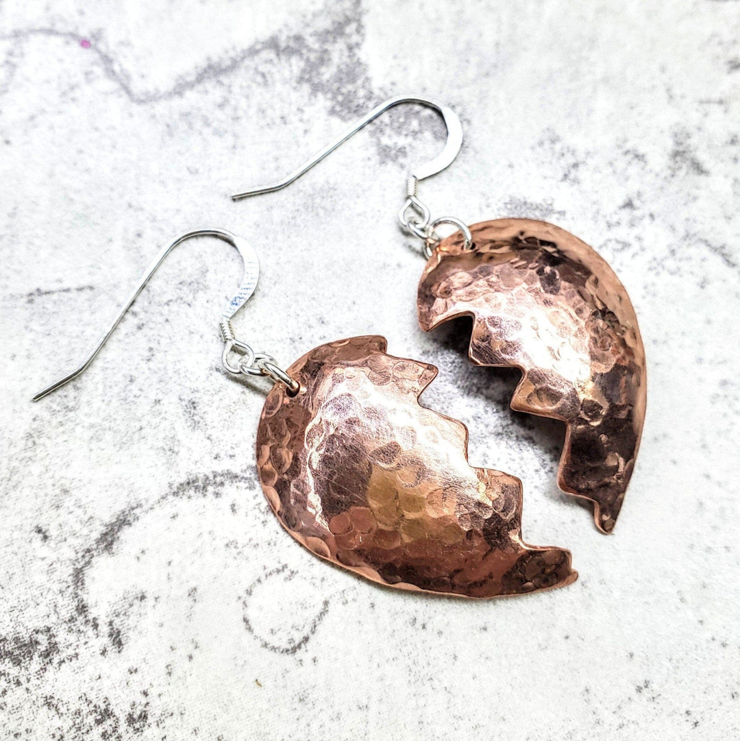 AMD1039 Broken Heart Earrings from Sculpted Copper - Earrings - Alexa Martha Designs   1333066793007