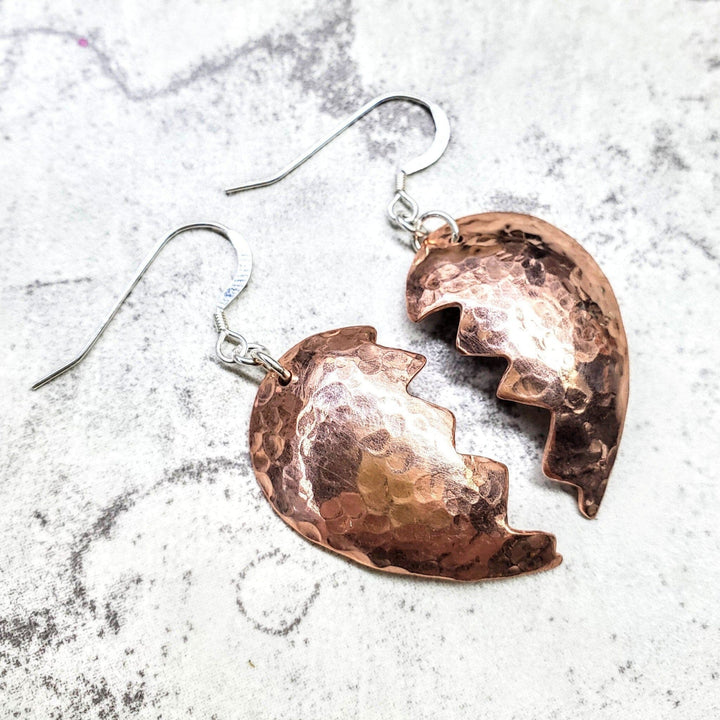 AMD1039 Broken Heart Earrings from Sculpted Copper - Earrings - Alexa Martha Designs   1333066793007