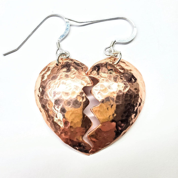 AMD1039 Broken Heart Earrings from Sculpted Copper - Earrings - Alexa Martha Designs   1333066793007