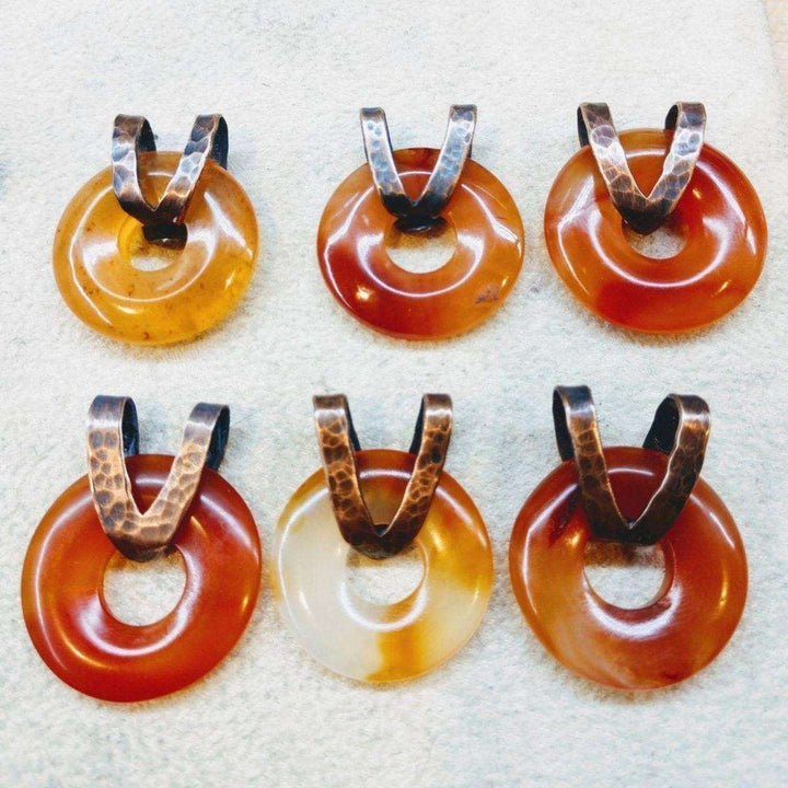 AMD1198 Carnelian Gemstone Donut Copper Chain Necklace - Necklace - Alexa Martha Designs   1029499781167