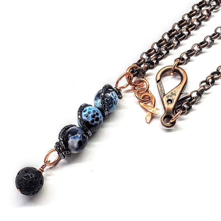 AMD1229-AMD1229-2-AMD1229-3 Child Abuse Prevention Awareness Beaded Gemstone stick Pendant With Lava Rock Bead Charm Necklace - Pendant - Alexa Martha Designs   4692208812079