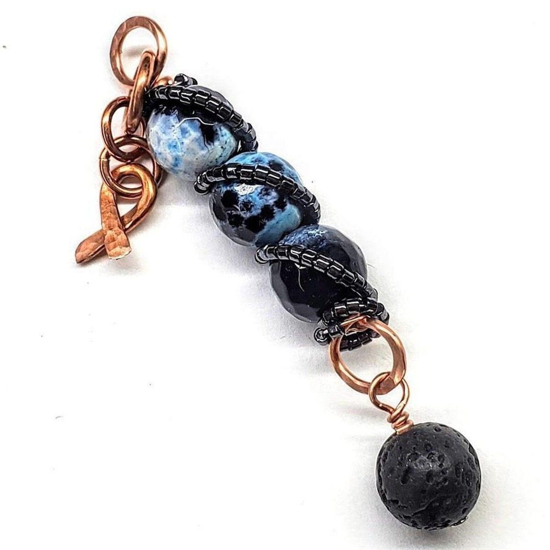 AMD1229-AMD1229-2-AMD1229-3 Child Abuse Prevention Awareness Beaded Gemstone stick Pendant With Lava Rock Bead Charm Necklace - Pendant - Alexa Martha Designs   4692208812079