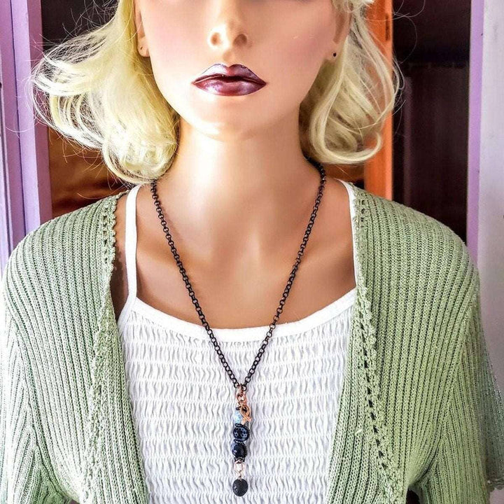 AMD1229-AMD1229-2-AMD1229-3 Child Abuse Prevention Awareness Beaded Gemstone stick Pendant With Lava Rock Bead Charm Necklace - Pendant - Alexa Martha Designs   4692208812079