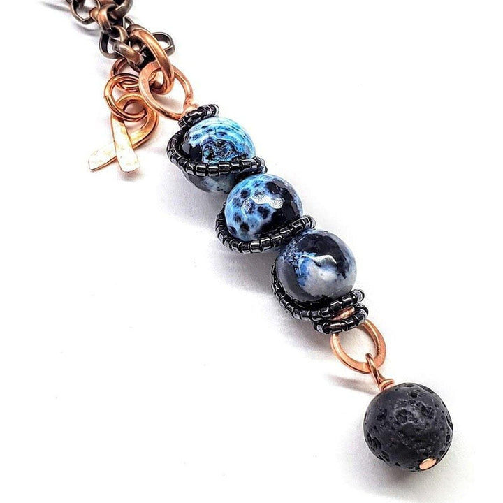 AMD1229-AMD1229-2-AMD1229-3 Child Abuse Prevention Awareness Beaded Gemstone stick Pendant With Lava Rock Bead Charm Necklace - Pendant - Alexa Martha Designs   4692208812079
