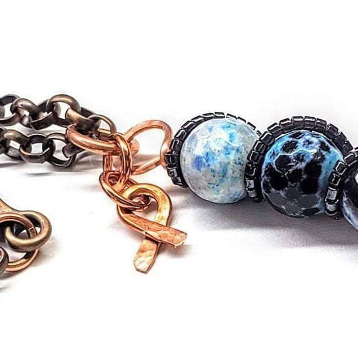 AMD1229-AMD1229-2-AMD1229-3 Child Abuse Prevention Awareness Beaded Gemstone stick Pendant With Lava Rock Bead Charm Necklace - Pendant - Alexa Martha Designs   4692208812079