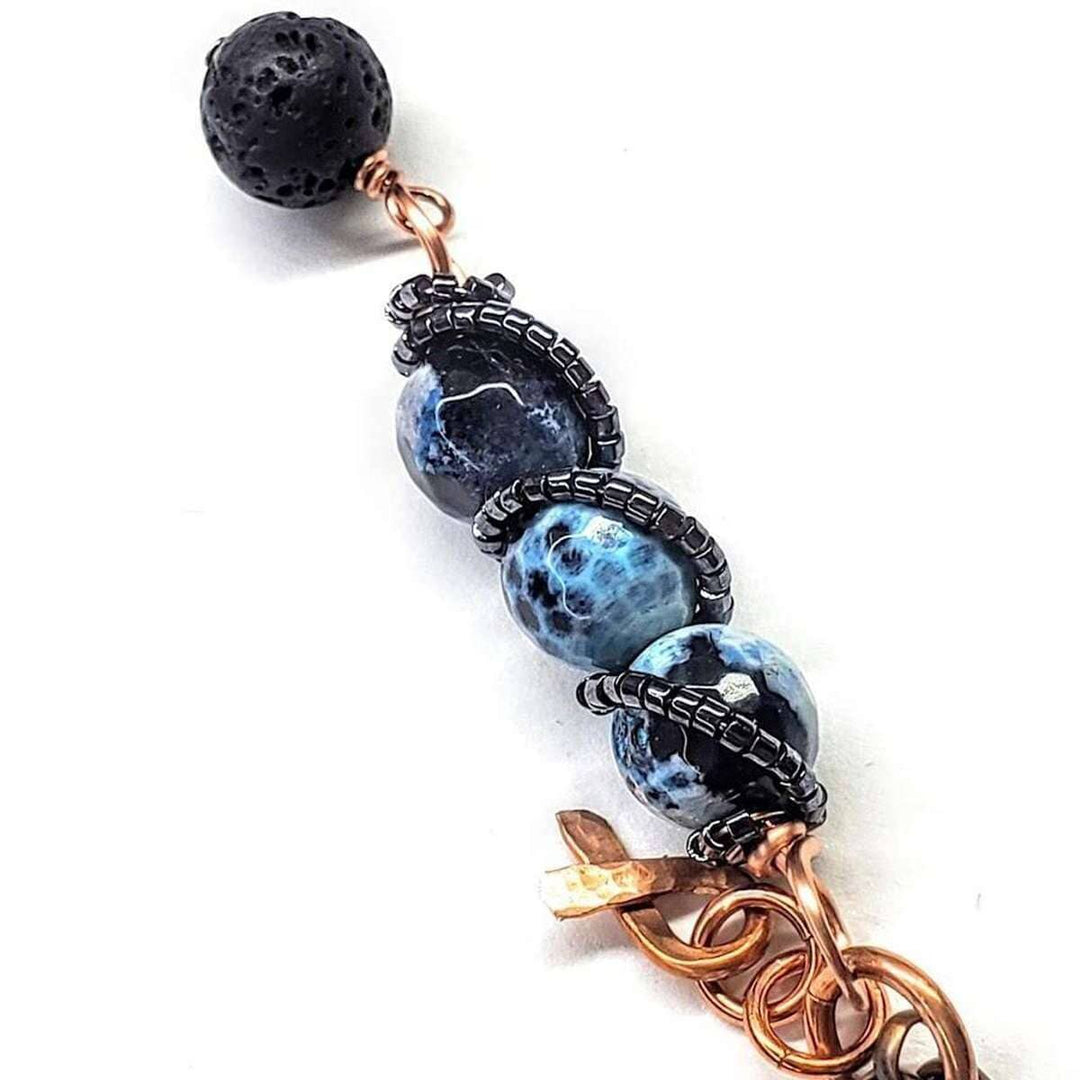 AMD1229-AMD1229-2-AMD1229-3 Child Abuse Prevention Awareness Beaded Gemstone stick Pendant With Lava Rock Bead Charm Necklace - Pendant - Alexa Martha Designs   4692208812079
