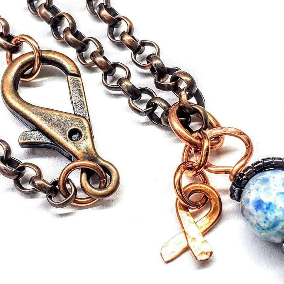 AMD1229-AMD1229-2-AMD1229-3 Child Abuse Prevention Awareness Beaded Gemstone stick Pendant With Lava Rock Bead Charm Necklace - Pendant - Alexa Martha Designs   4692208812079