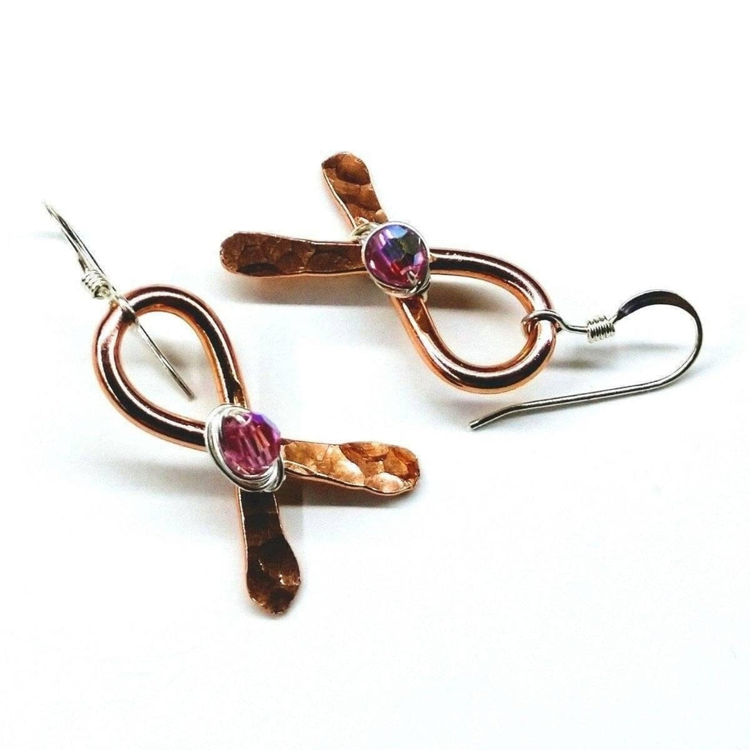 AMD1183 Copper Breast Cancer Awareness Ribbon Earrings - Earrings - Alexa Martha Designs   983825252399