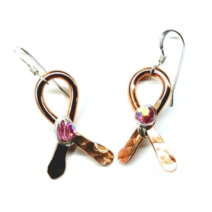 AMD1183 Copper Breast Cancer Awareness Ribbon Earrings - Earrings - Alexa Martha Designs   983825252399