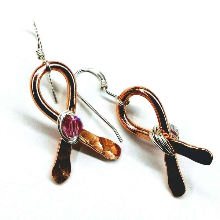 AMD1183 Copper Breast Cancer Awareness Ribbon Earrings - Earrings - Alexa Martha Designs   983825252399