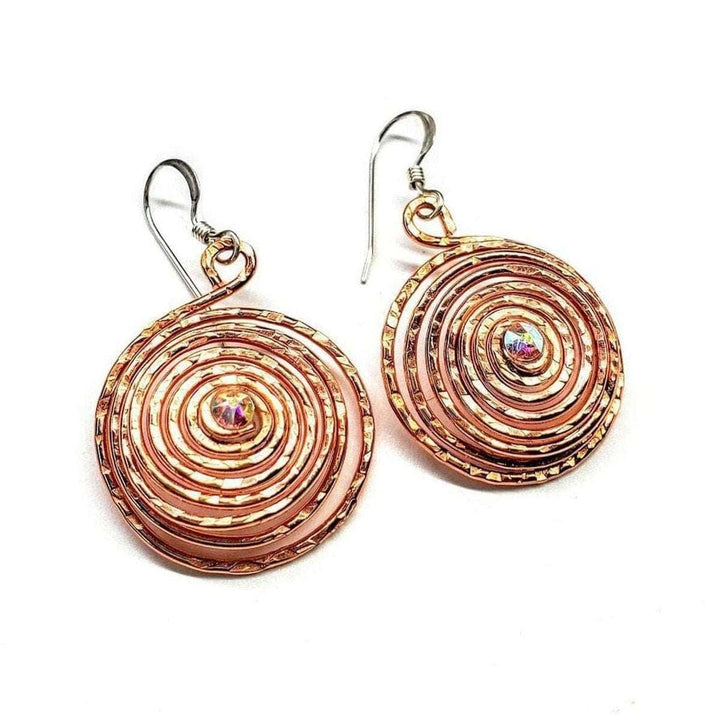 AMD1027 Crystal Embedded Copper Spiral Hoop Earrings - Earrings - Alexa Martha Designs   837782241327