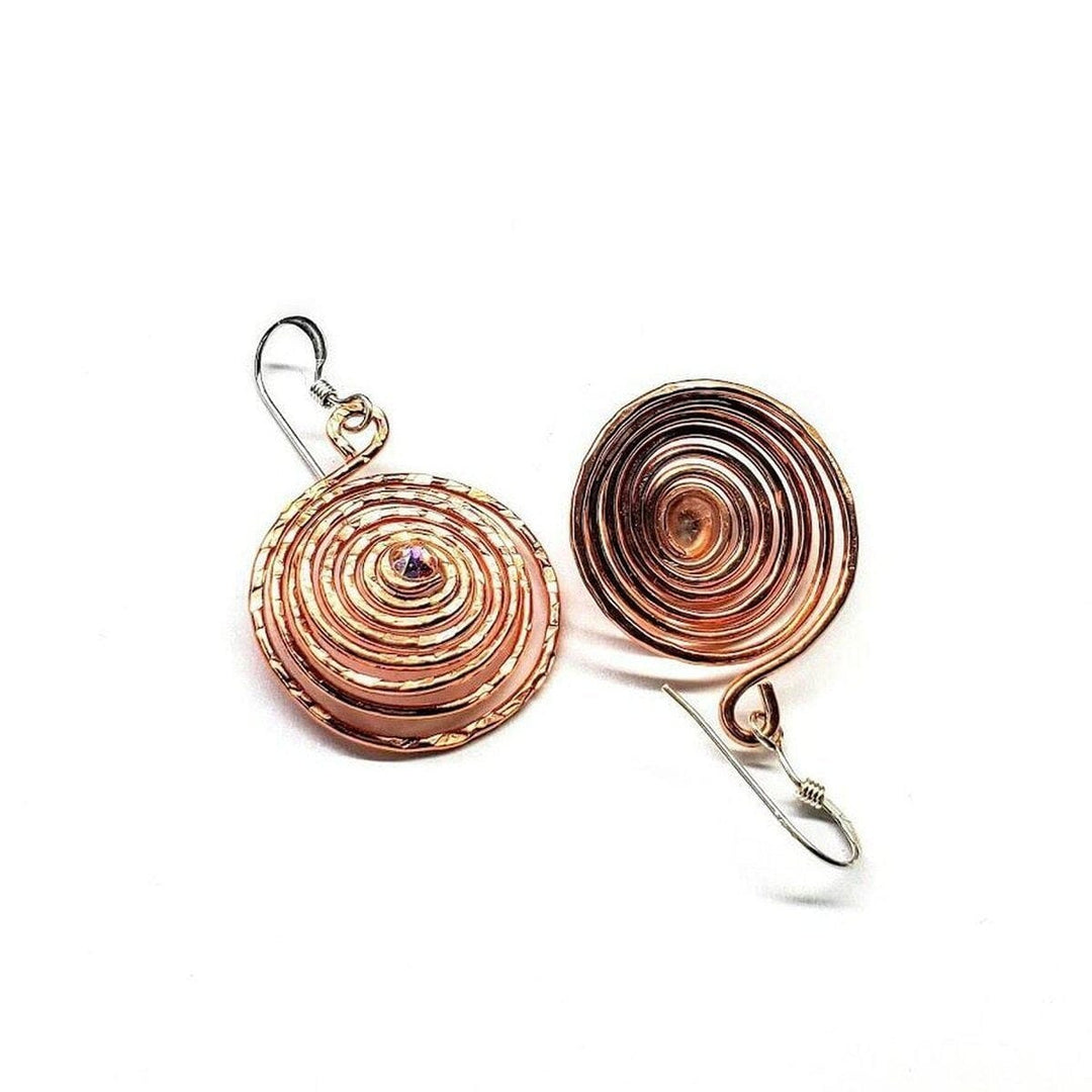 AMD1027 Crystal Embedded Copper Spiral Hoop Earrings - Earrings - Alexa Martha Designs   837782241327