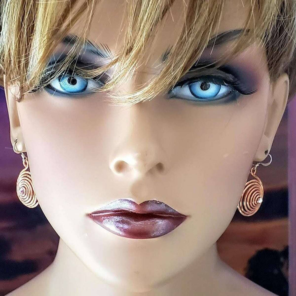 AMD1027 Crystal Embedded Copper Spiral Hoop Earrings - Earrings - Alexa Martha Designs   837782241327