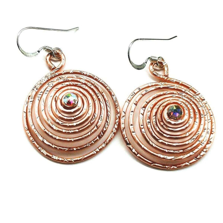 AMD1027 Crystal Embedded Copper Spiral Hoop Earrings - Earrings - Alexa Martha Designs   837782241327