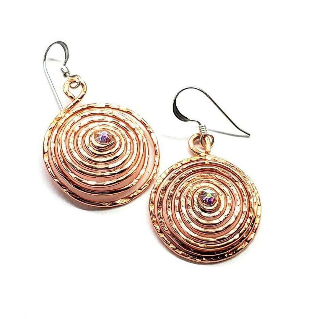 AMD1027 Crystal Embedded Copper Spiral Hoop Earrings - Earrings - Alexa Martha Designs   837782241327