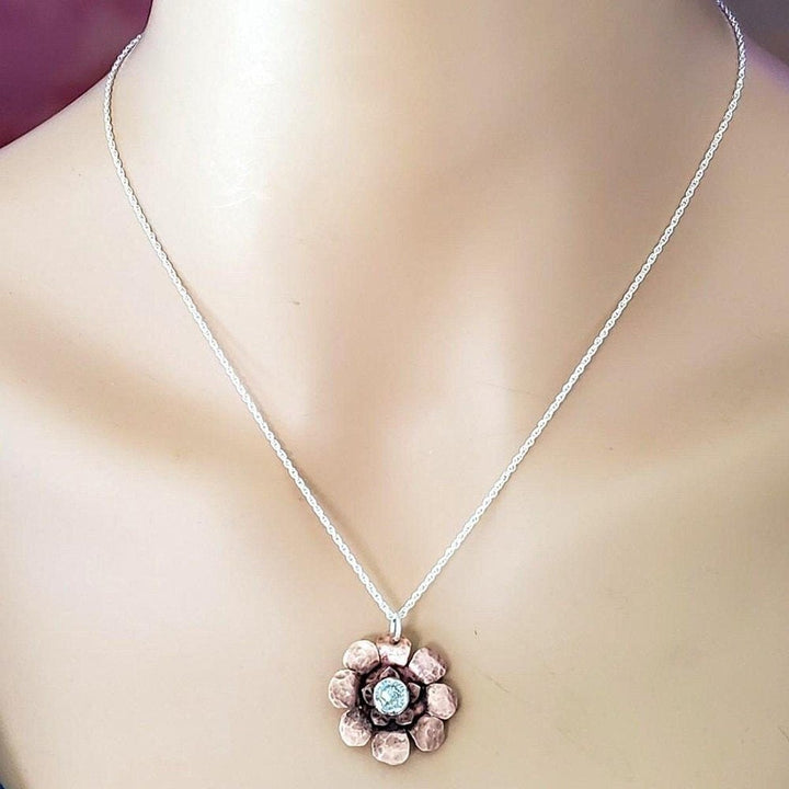 AMD1148-AMD1148-2 Copper Crystal Flower Blossom Spinner Necklace - Necklace - Alexa Martha Designs   4483921379375