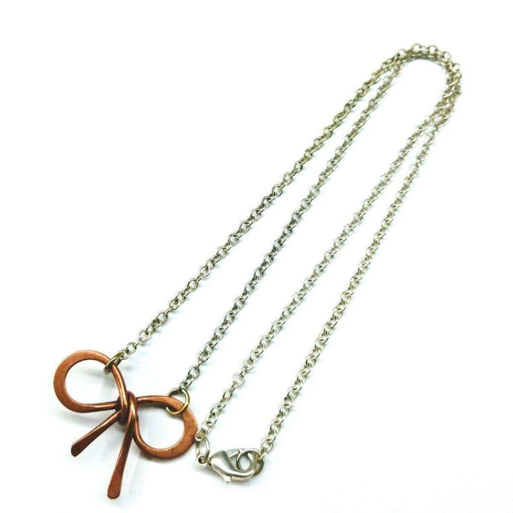 AMD1149 Wire Wrapped Copper Bow Tie  Silver Chain Necklace - Necklaces - Alexa Martha Designs   1147432580
