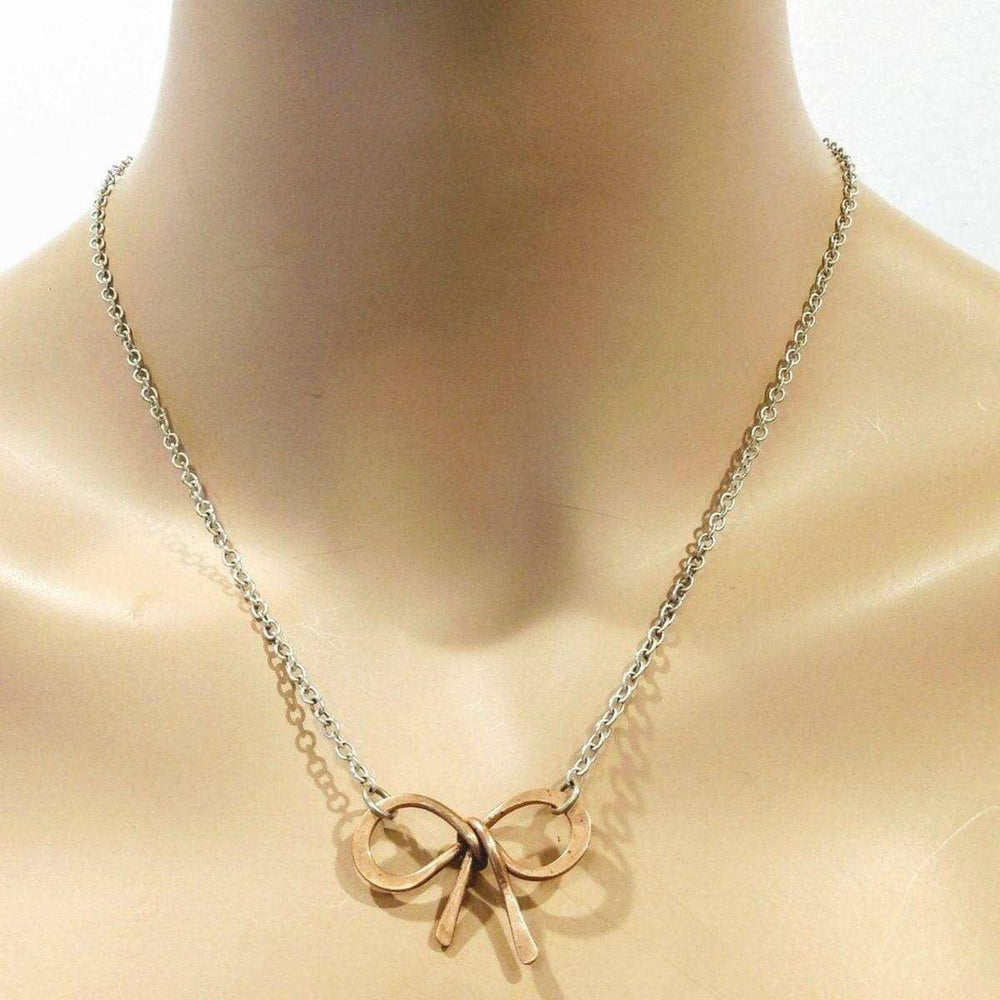 AMD1149 Wire Wrapped Copper Bow Tie  Silver Chain Necklace - Necklaces - Alexa Martha Designs   1147432580
