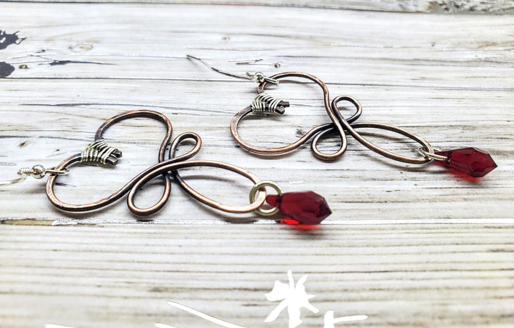 AMD1001-AMD1001-2 Crystal Drop Copper Heart Earrings - Earrings - Alexa Martha Designs   4640242171951