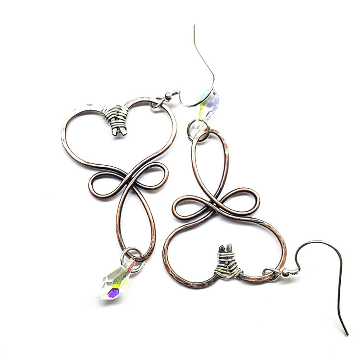AMD1001-AMD1001-2 Crystal Drop Copper Heart Earrings - Earrings - Alexa Martha Designs   4640242171951