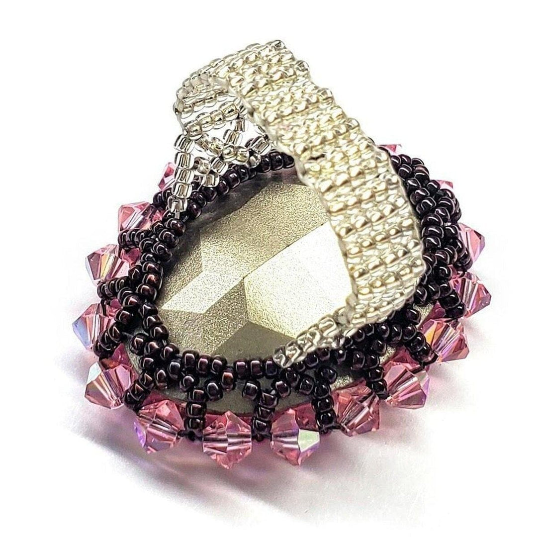 AMD1207 Epic Beaded Rose Crystal Bling Cocktail Ring - Ring - Alexa Martha Designs   4593406181423