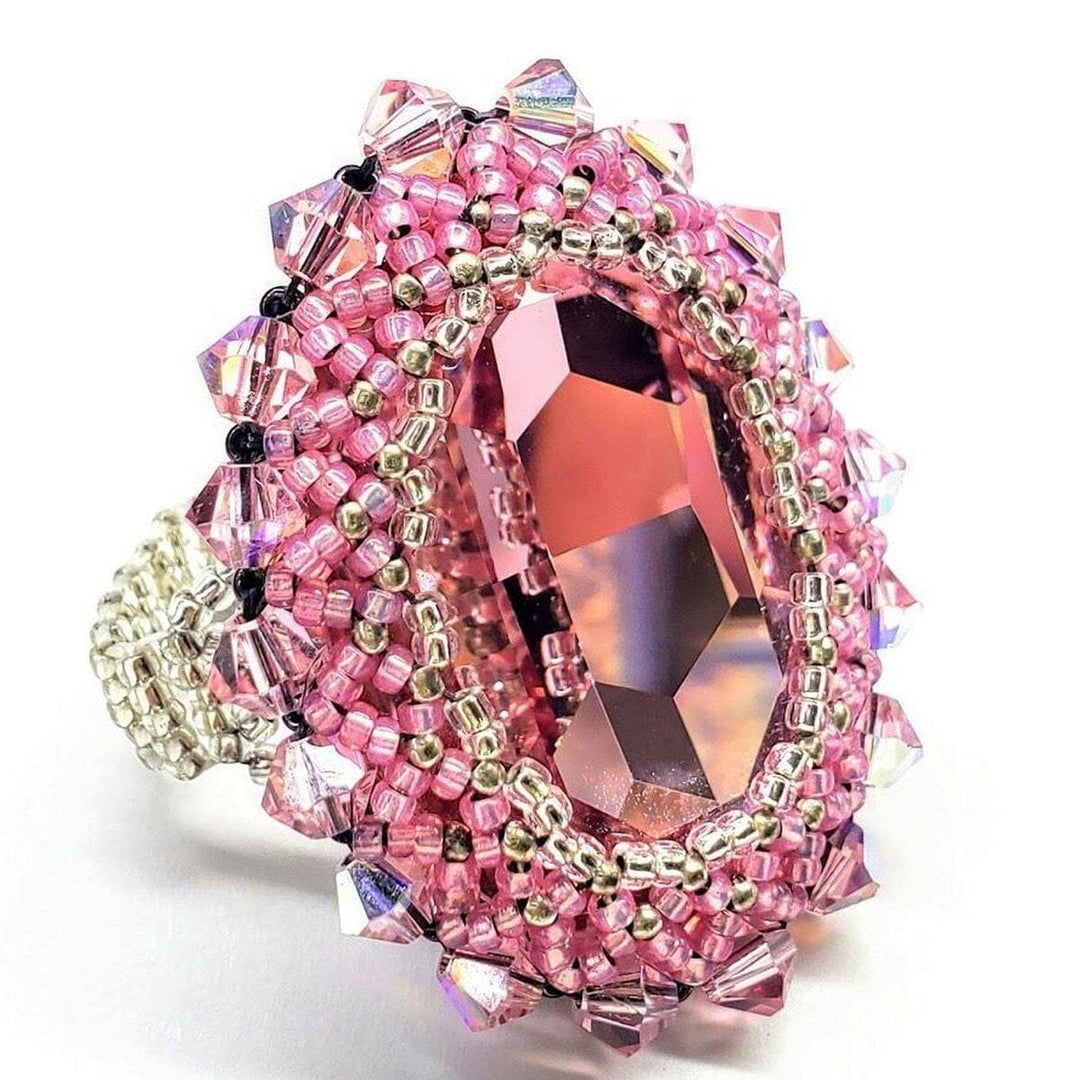 AMD1207 Epic Beaded Rose Crystal Bling Cocktail Ring - Ring - Alexa Martha Designs   4593406181423
