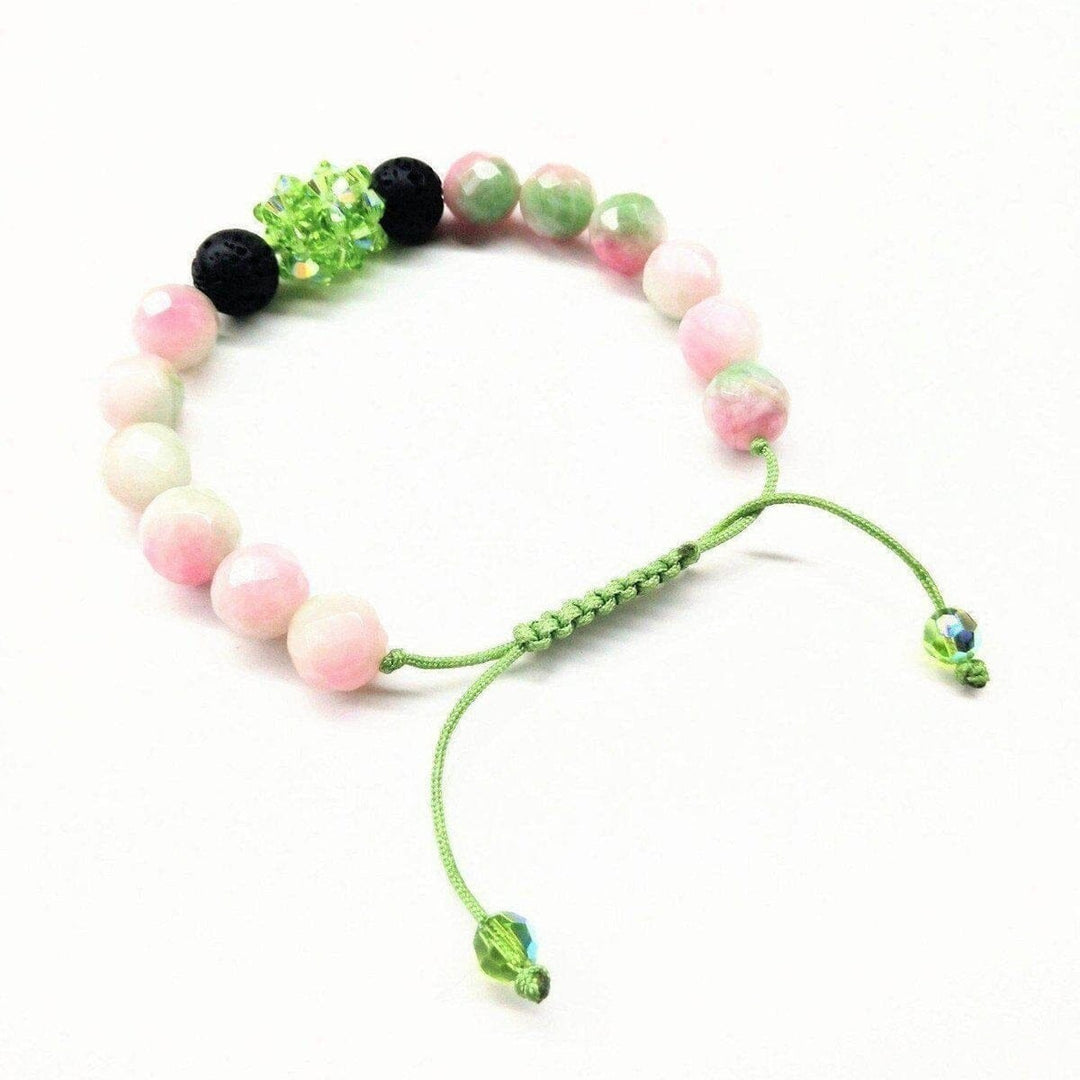 AMD1029 Gem Packed Watermelon Jade Crystal Lava Rock Bracelet - Bracelet - Alexa Martha Designs   1086888902703
