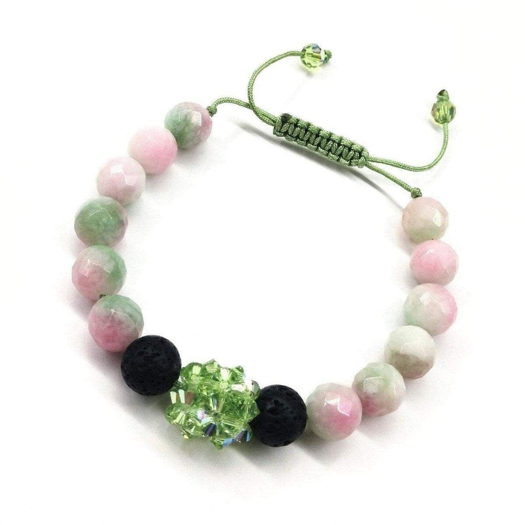AMD1029 Gem Packed Watermelon Jade Crystal Lava Rock Bracelet - Bracelet - Alexa Martha Designs   1086888902703